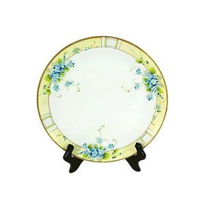 Nippon Decorative Plate Blue Floral Bouquets Gold Rim Hand Painted 9"